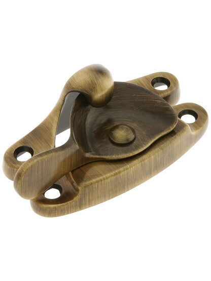 Large Size Traditional Solid Brass Sash Lock in Antique Brass.